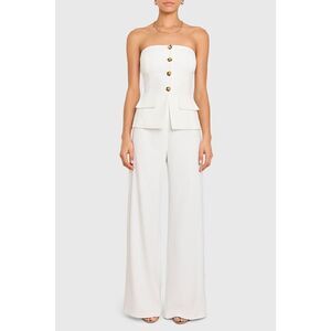 Amanda Uprichard Strapless White Wide-Leg Jumpsuit